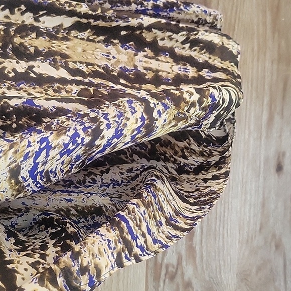 Parker Blue, Black & Gray Marbled Silk Long Sleeve Faux Wrap Dress Size Small - Picture 6 of 8